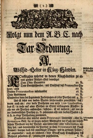 Erneuerte Tax-Ordnung Deß Chur-Fürstenthumbs Bayrn vom Jahr 1735.