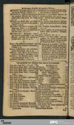 Verzeichniß der Bücher des Alten Testaments.