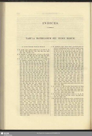 Indices. Tabula Materiarum Seu Index Rerum