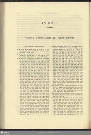 Indices. Tabula Materiarum Seu Index Rerum