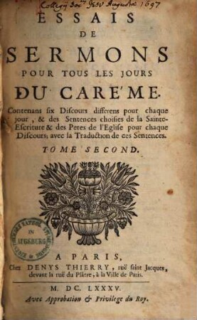 Essais de sermons pour tous les jours du carème, 2