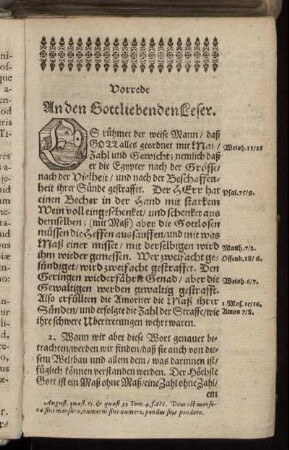 Vorrede An den Gottliebenden Leser.