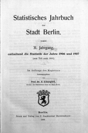31.1906/1907: Statistisches Jahrbuch der Stadt Berlin
