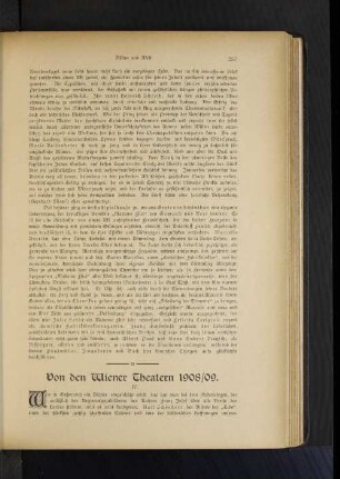 Von den Wiener Theatern 1908/09