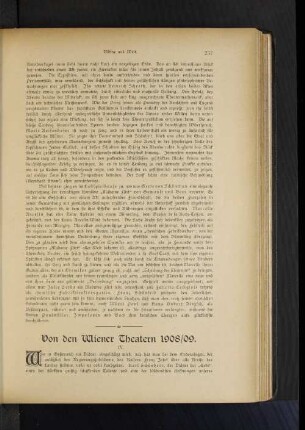 Von den Wiener Theatern 1908/09