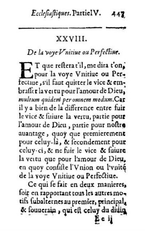 XXVIII. De la voye Vnitiue ou Perfectiue