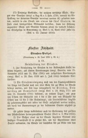 Fünfter Abschnitt. Straßen-Polizei. (Verordnung v. 29. Juni 1821 §. 88. 4.)