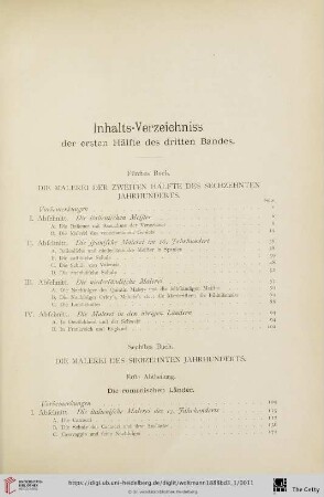 Inhaltsverzeichniss der ersten Hälfte des dritten Bandes