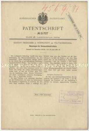 Patentschrift einer Neuerung an Sämaschinentrichtern, Patent-Nr. 21727