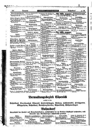 Bohnsdorf, Carolinenhof, Cöpenick,Friedrichshagen, Grünau, Hessenwinkel,Hirschgarten, Müggelheim, Rahnsdorf, Rauchfangswerder, Schmöckwitz, Wilhelmshagen