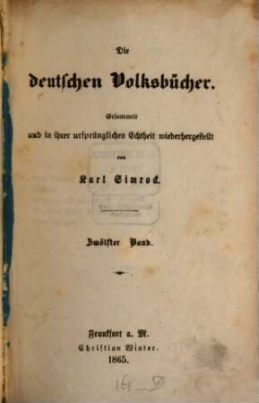 Die Deutschen Volksbücher gesammelt und in ihrer ursprünglichen Echtheit hergestellt von mit Holzschnitten. 12