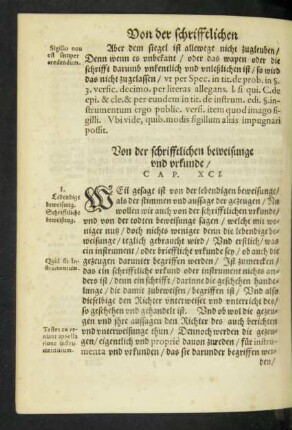 Von der schrifftlichen beweisunge und urkunde/ Cap. XCI.