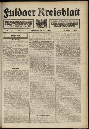 Erste Ausgabe vom Dienstag, den 25. März 1913.