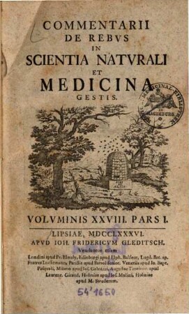 Commentarii de rebus in scientia naturali et medicina gestis. 28. 1786