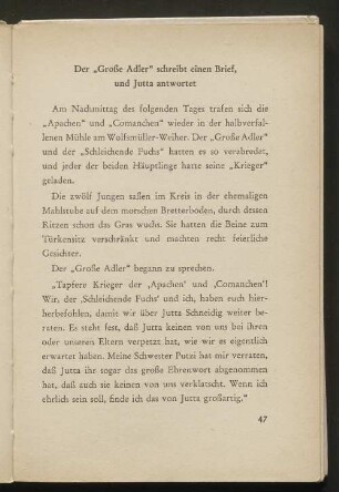 Der "Große Adler" schreibt einen Brief, und Jutta antwortet