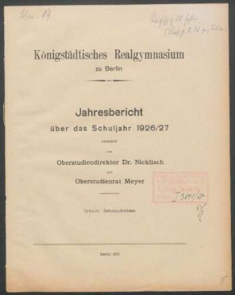 1926/27: Jahresbericht ... - 1926/27