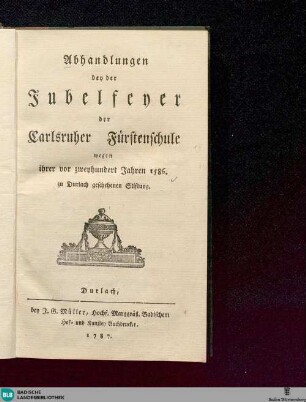 Beyträge zur Geschichte des hochfürstlichen Gymnasii zu Carlsruhe
