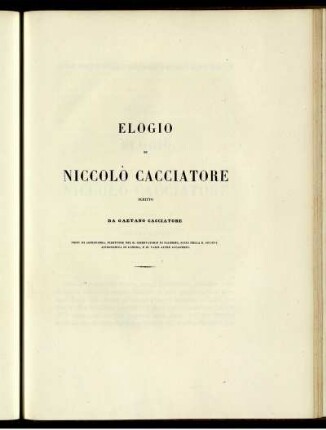 Elogio di Niccolo Cacciatore