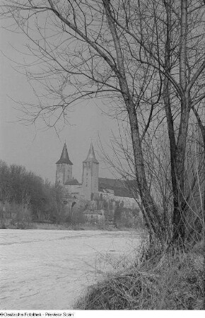 Schloss Rochlitz aus südwestlicher Perspektive, im Vordergrund Bäume