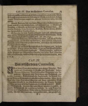 Cap. IV. Von verschiedenen Contracten.