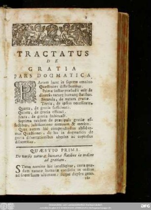 Quaestio Prima. De variis naturae humanae statibus in ordine ad gratiam.