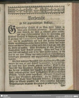 Vorbericht zu der gegenwärtigen Auflage