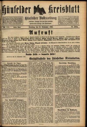 Erste Ausgabe vom Samstag, den 25. September 1926.