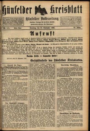 Erste Ausgabe vom Samstag, den 25. September 1926.