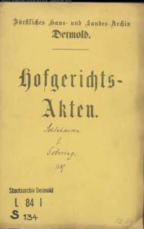 Schlehausen, Joh. Kaspar gegen Detering zu Westervinnen - Schuldforderung