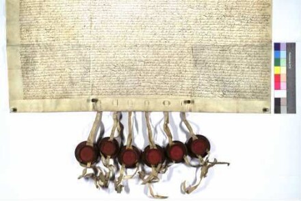 Johann Ludwig, Wildgraf zu Dhaun und Kyrburg, Rheingraf zum Stein, Graf zu Salm, Herr zu Fünstingen und Büttlingen, Generalmajor und Schenk Heinrich Kasimir zu Limpurg beurkunden die Heiratsabrede zwischen letzterem und des genannten Rheingrafen Tochter Eleonore Sophia Dorothea, Heiratsgut und Widerlegung je 4000 Gulden, Morgengabe 1000 Gulden, Erhöhung auf Obersontheim