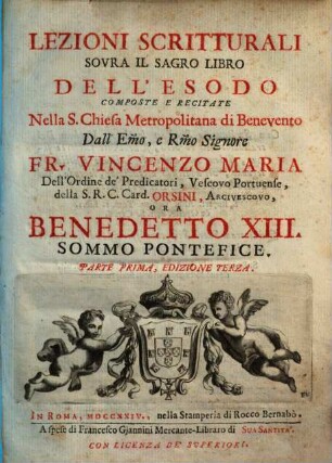 Lezioni Scritturali Sovra Il Sagro Libro Dell'Esodo, 1