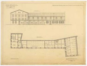 Schloss Erxleben Umbau I: Stallgebäude: Ansicht und Grundriss 1:100