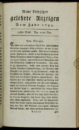 93stes Stück. Den 20ten Nov.