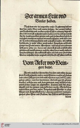 Der Armen leüt / vnd Bettler halber