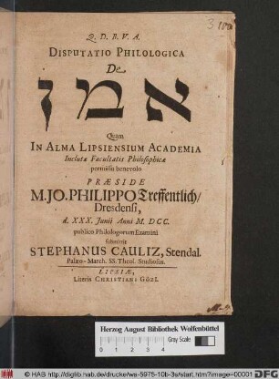 Disputatio Philologica De [...]