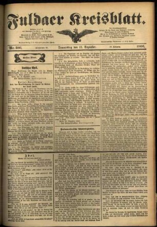 Erste Ausgabe vom Donnerstag, den 13. Dezember 1906.