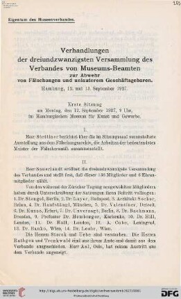 23: Verhandlungen der ... Versammlung des Verbandes von Museums-Beamten zur Abwehr von Fälschungen und Unlauterem Geschäftsgebaren