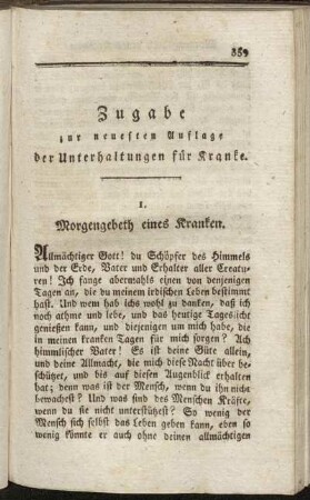 Zugabe zur neuesten Auflage der Unterhaltungen für Kranke