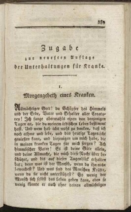 Zugabe zur neuesten Auflage der Unterhaltungen für Kranke