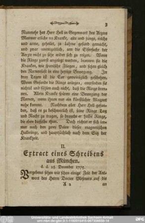 II. Extract eines Schreibens aus München. d. d. 28. December 1775.