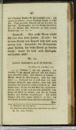 Nr. 21. Fräulein Rudenschöld an G. M. Armfeldt. Stockholm den 9ten April 1793