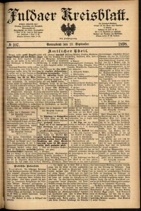 Erste Ausgabe vom Samstag, den 10. September 1898.
