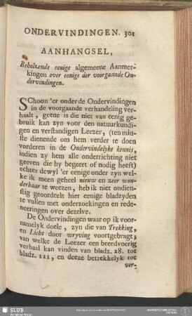 Aanhangsel, Behelzende eenige algemeene Aanmerkingen over eenige der voorgaande Ondervindingen