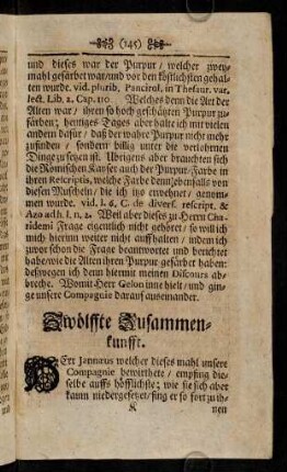 145-149, Zwölffte Zusammenkunfft.