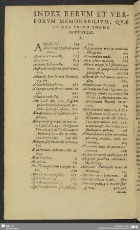 Index Rerum Et Verborum Memorabilium, Quae In Hoc Primo Thomo continentur