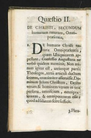 Quaestio II. De Christi, Secundum humanam naturam, Omnipraesentia,