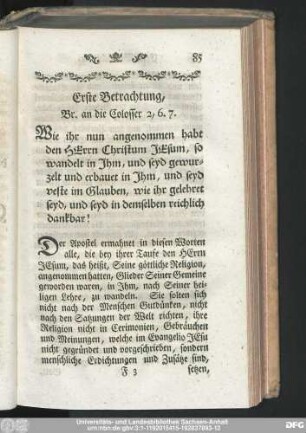 Erste Betrachtung, Br. an die Colosser 2, 6. 7.