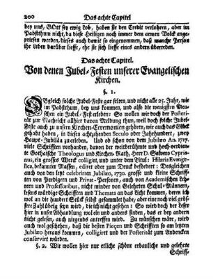 Das achte Capitel. Von denen Jubel-Festen unserer Evangelischen Kirchen.