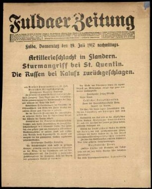 Zweite Ausgabe vom Donnerstag, den 19. Juli 1917.