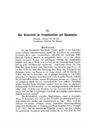 Der Unterricht im Französischen auf Gymnasien